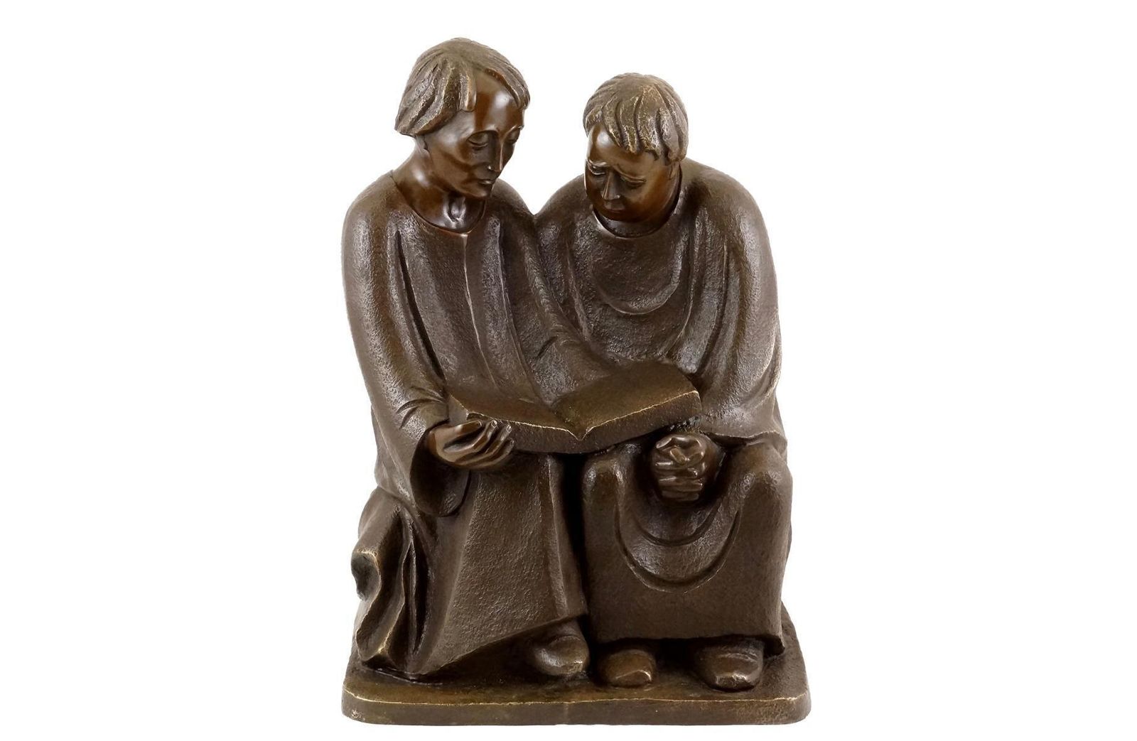 Reading Monks Sculpture In Bronze, 20th Century, Art Deco photo furniture