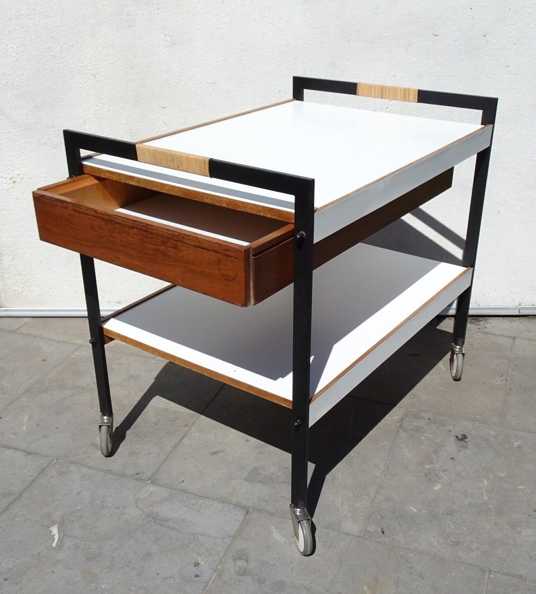 Furniture Minimalist Austrian Bar Cart Attributed To Carl Auböck, 1960 photo