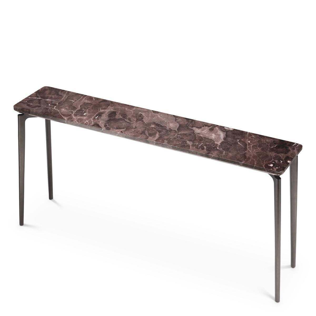 Brown Marble Console Table With Bronze Finish Legs photo Furniture