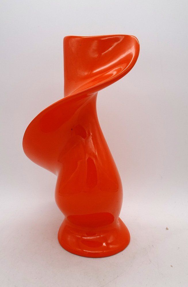 Space Age Orange Swirl Sc3 Ceramic Vase, Italy, 1970s photo 488.0