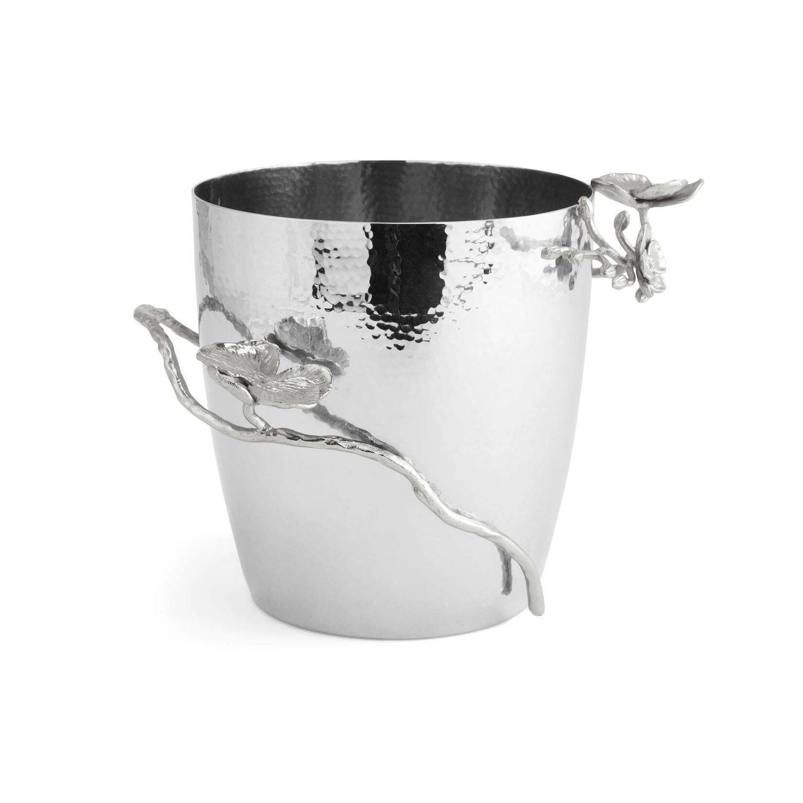 Pair Of Contemporary Silver Tone Metal Orchid Champagne Bucket photo 1146.0