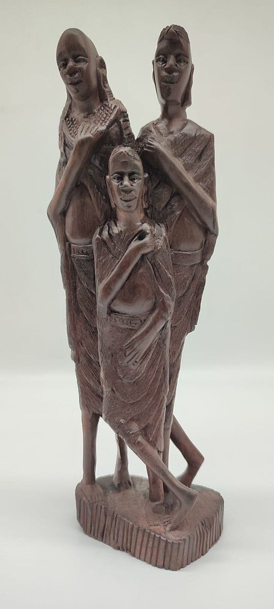 Hand Carved Makonde Family Group In Ebony, 1960s
