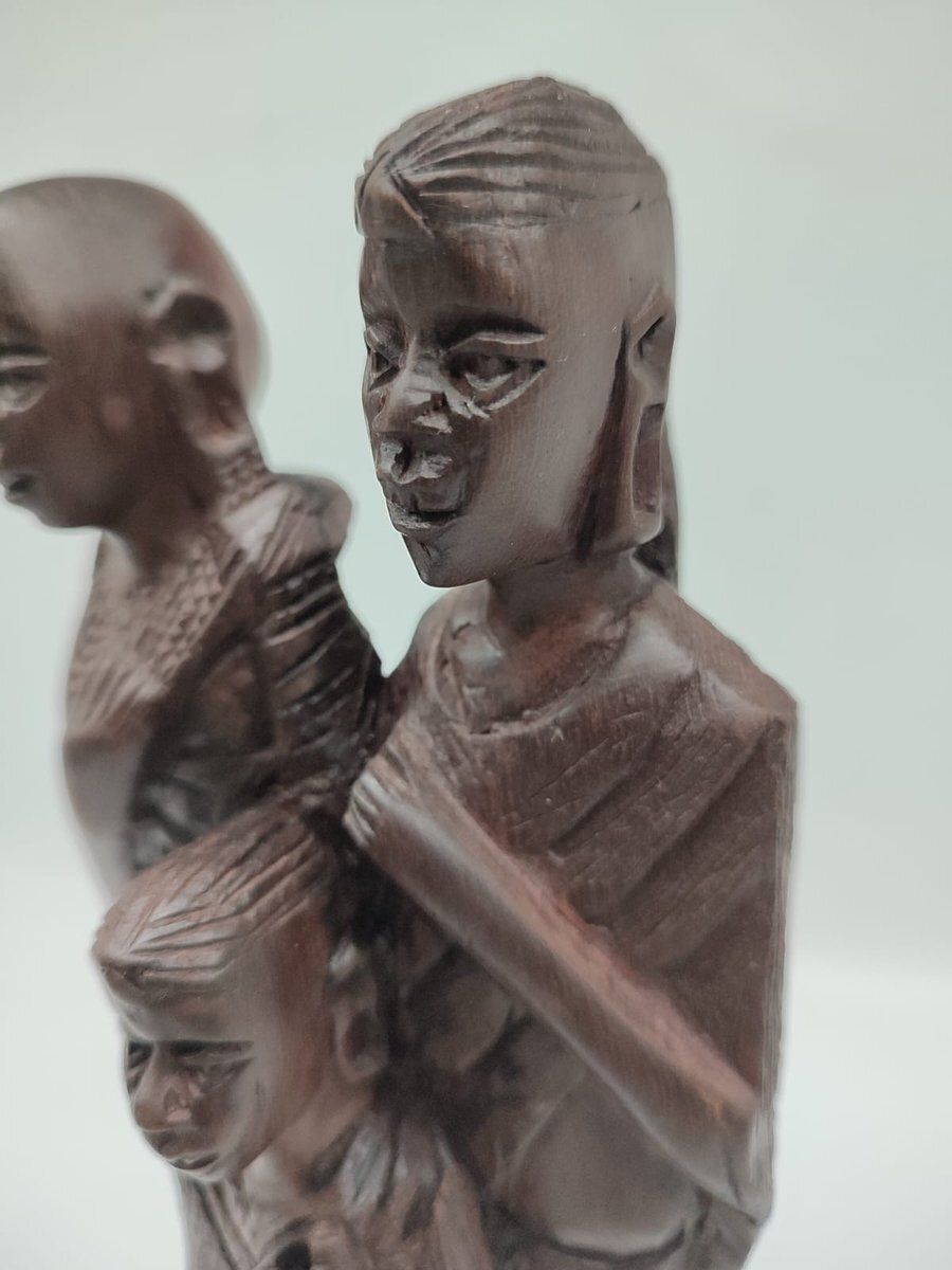 Hand Carved Makonde Family Group In Ebony, 1960s photo buy