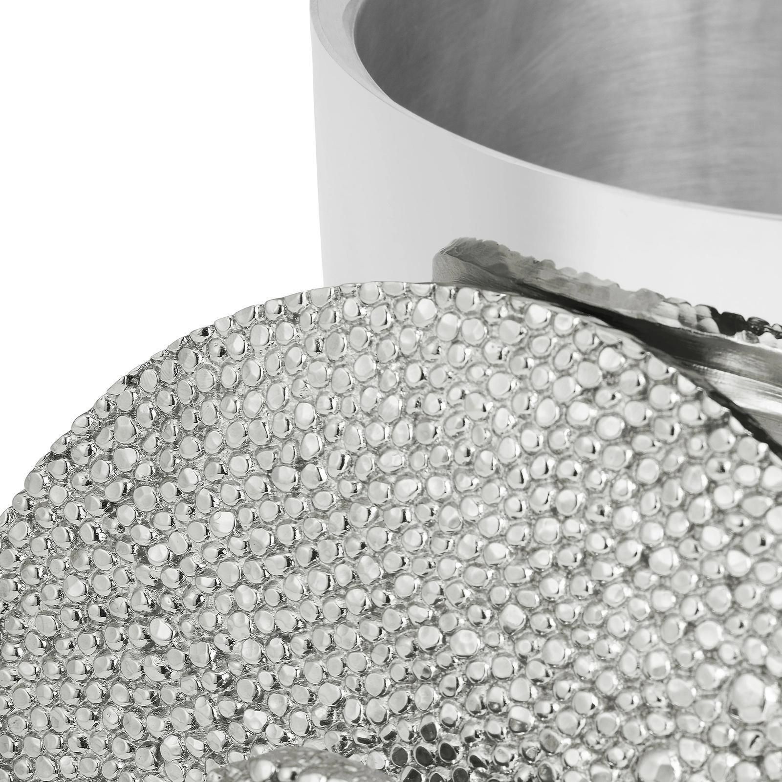 Pair Of Contemporary Silver Metal Shagreen Style Ice Bucket With Lid photo buy