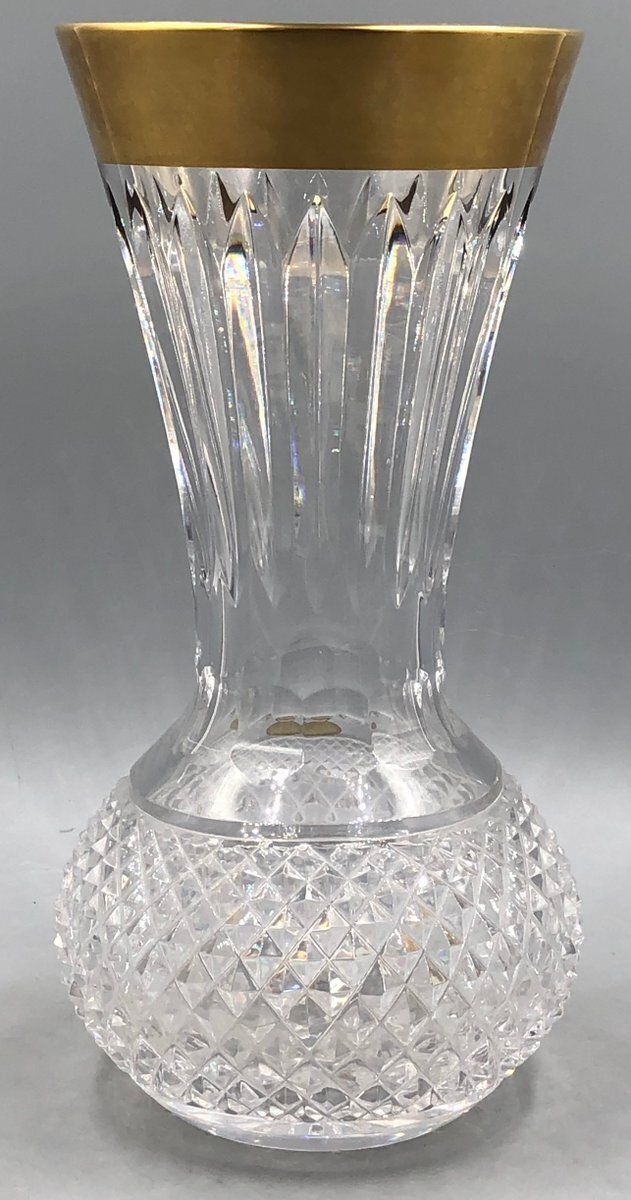 photo furniture Ornamental Vase In High Lead Crystal With Gilt Etching From Glashütte Klokotschnik, Germany, 1960s