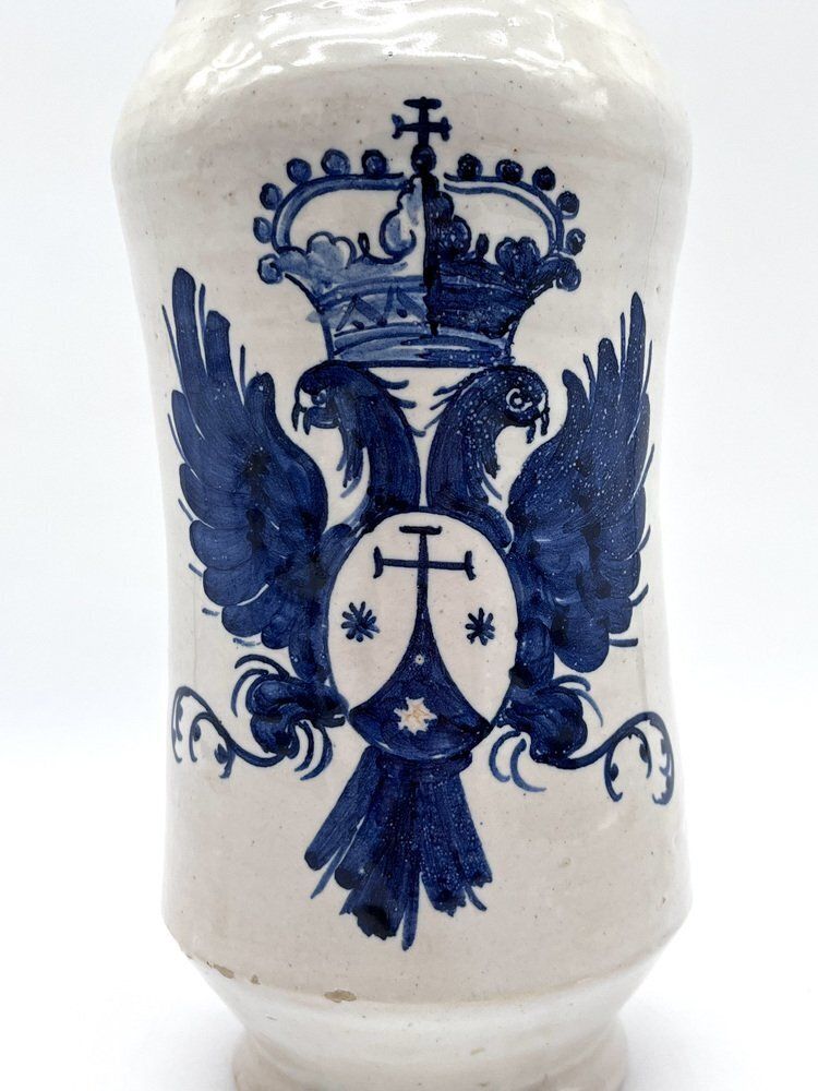 photo vinterior Antique Historicism Majolica Apothecary Vase, Faenza, Italy, 1900s