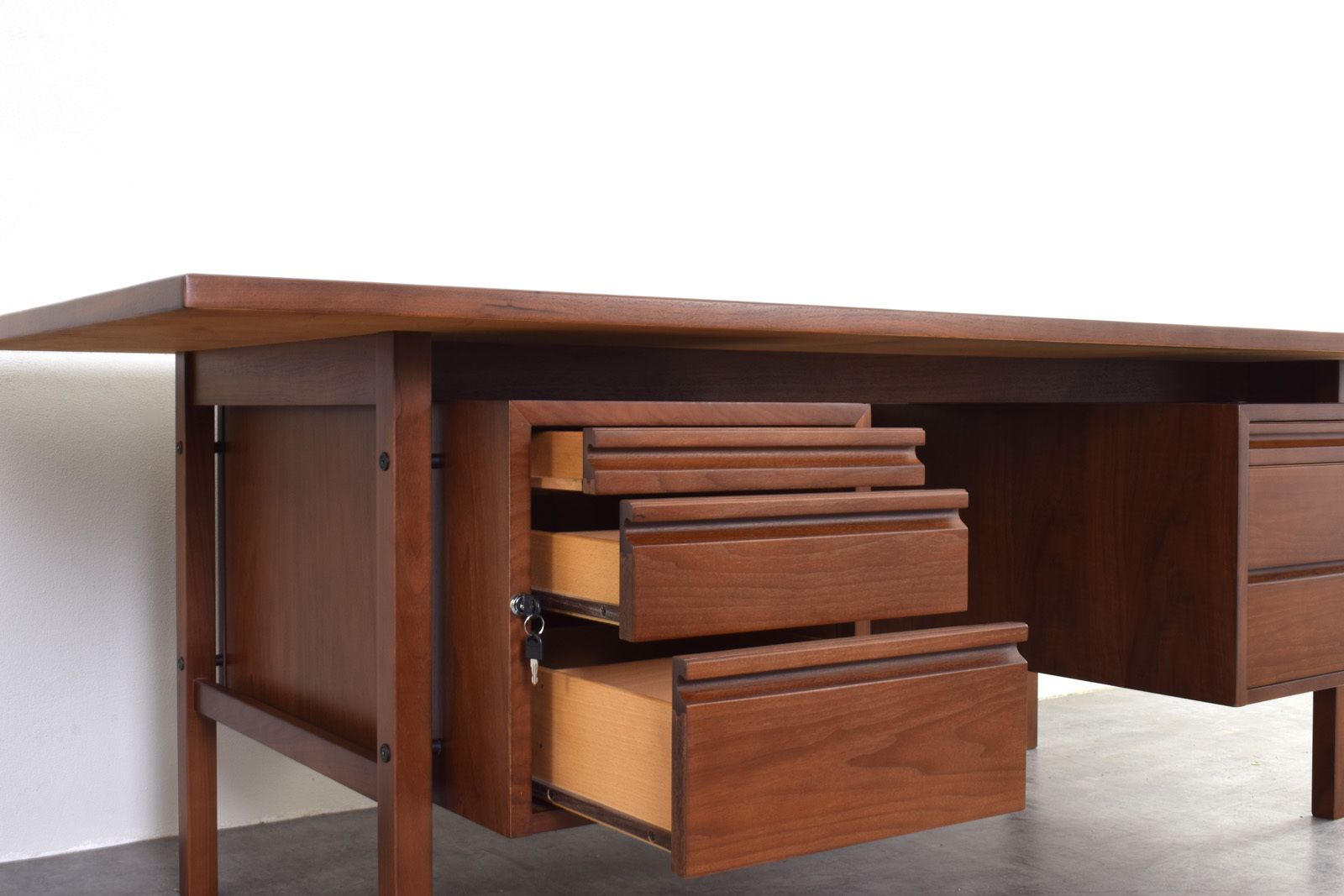 Furniture Mid Century Large American Walnut Executive Desk photo