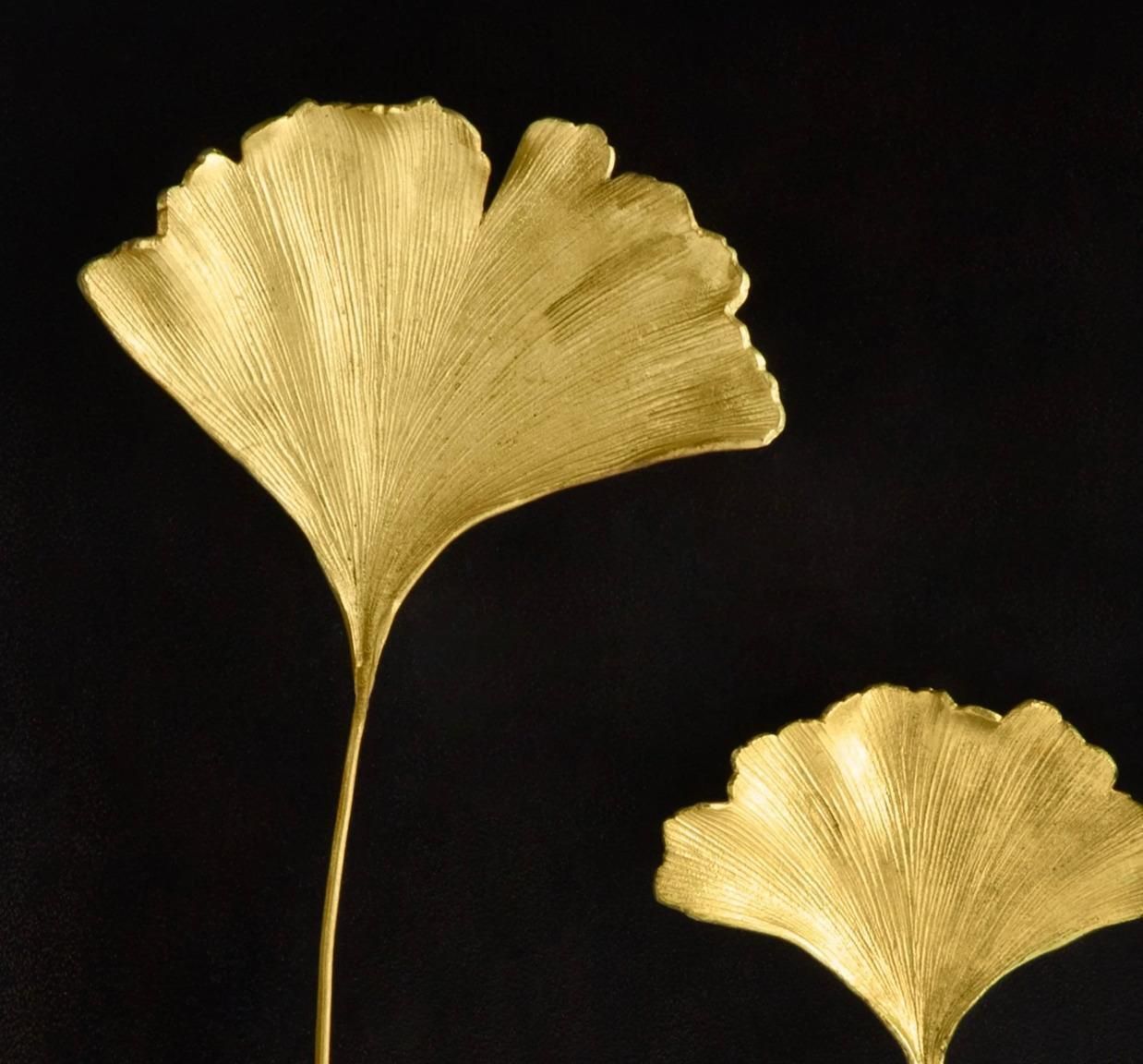 Pair Of Handmade Golden Ginkgo Leaf Shadow Boxes, Contemporary Style photo furniture