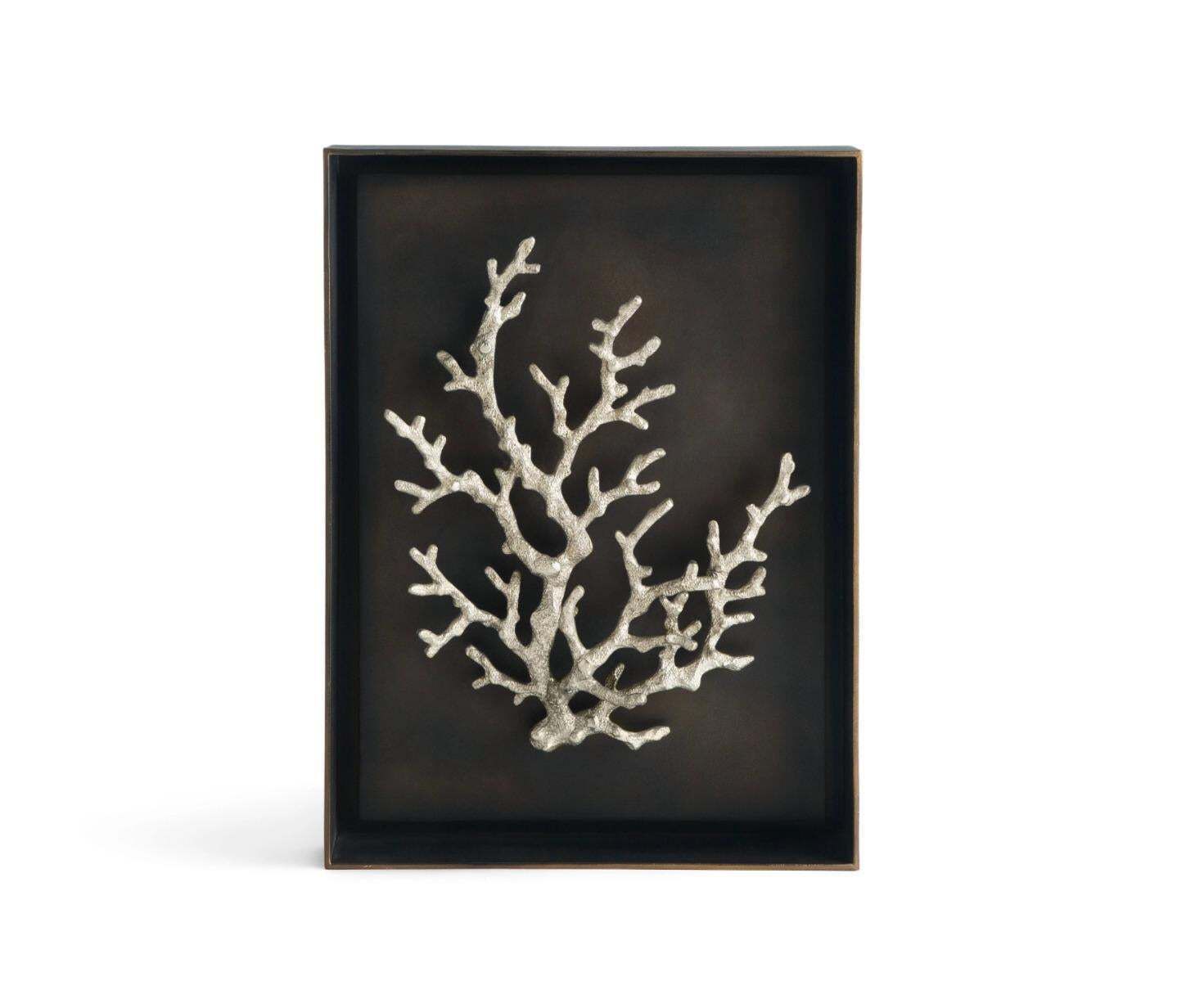 Pair Of Silver Ocean Coral Shadow Boxes In Nickel And Aluminum photo furniture