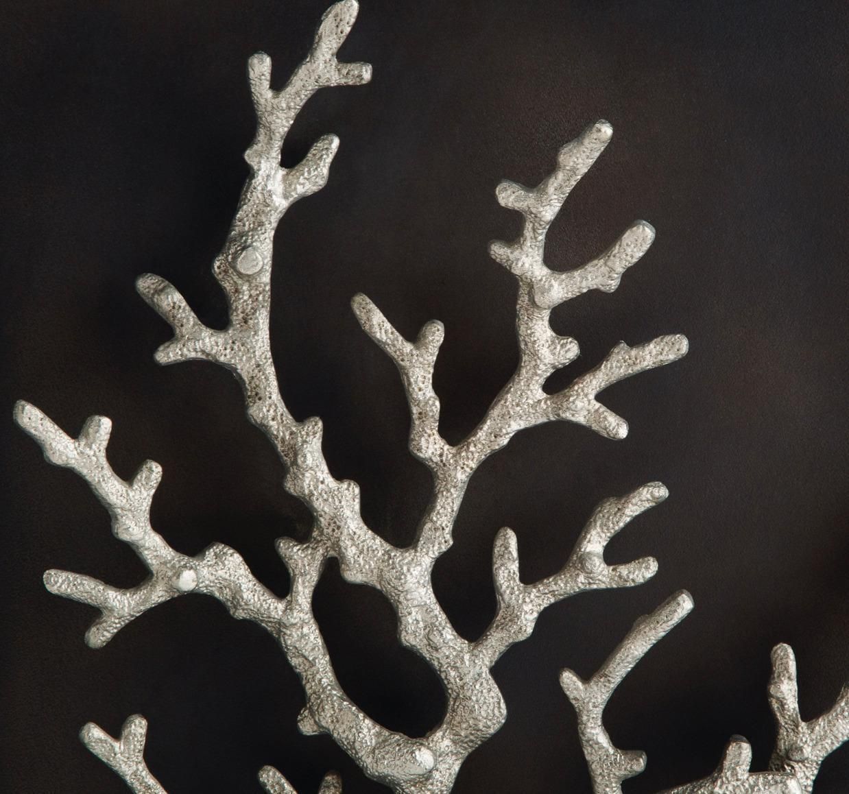 Pair Of Silver Ocean Coral Shadow Boxes In Nickel And Aluminum photo Home Decor
