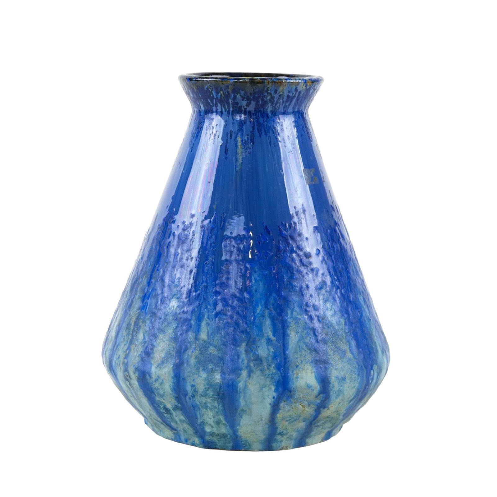 Blauwe Keramische Vaas, Deens Design, Jaren 1960, Gemaakt In Denemarken