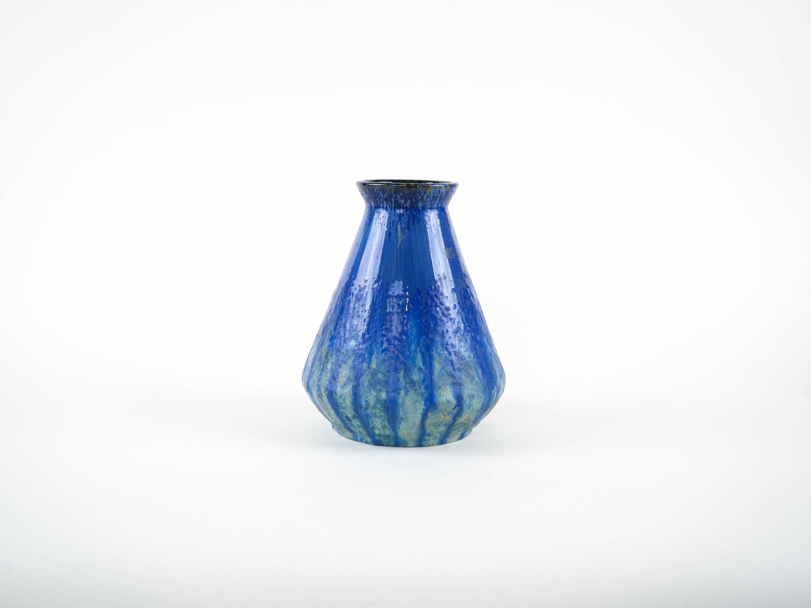Blauwe keramische vaas, Deens design, jaren 1960, gemaakt in Denemarken photo for sale