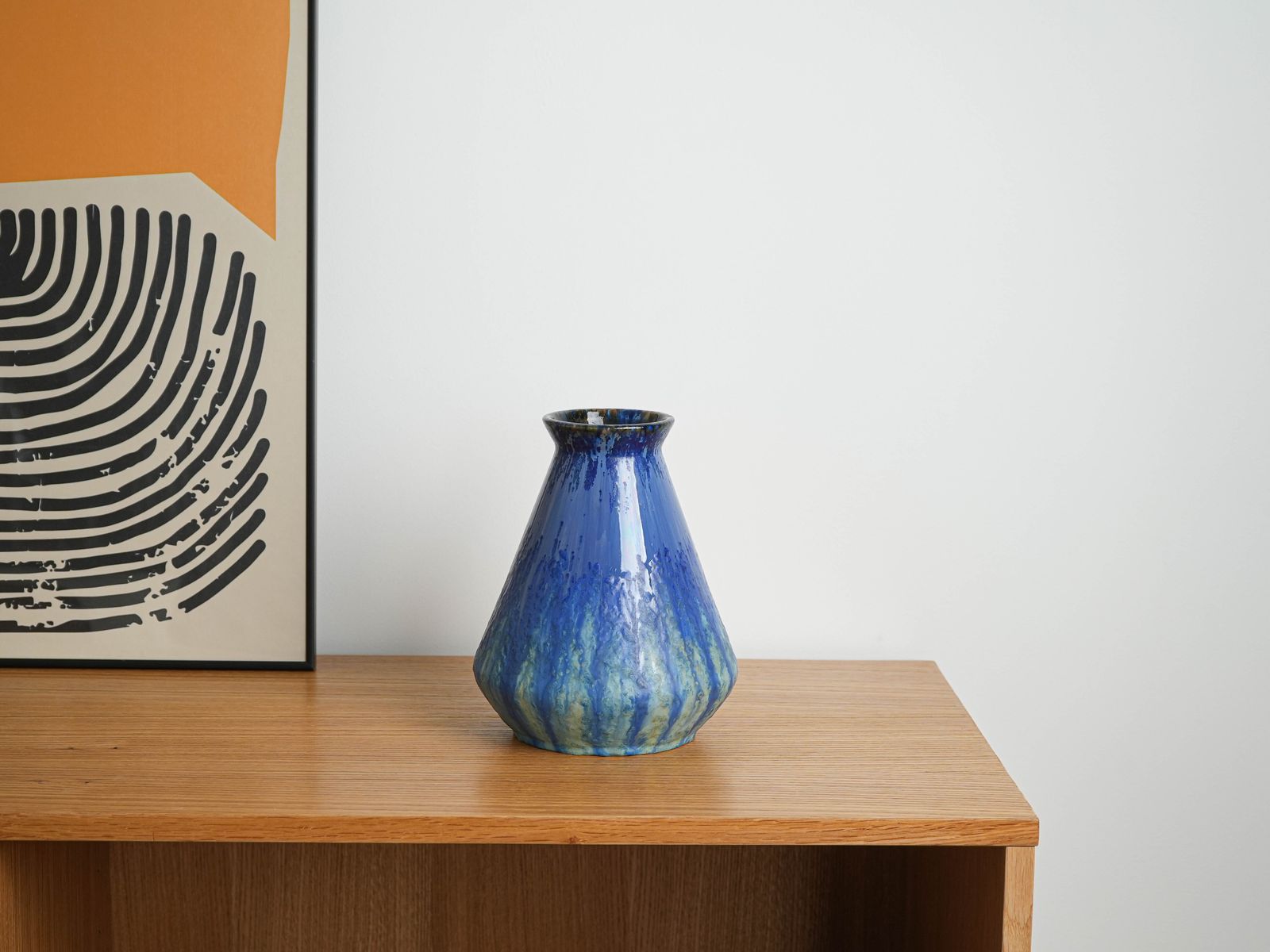 photo furniture Blauwe Keramische Vaas, Deens Design, Jaren 1960, Gemaakt In Denemarken