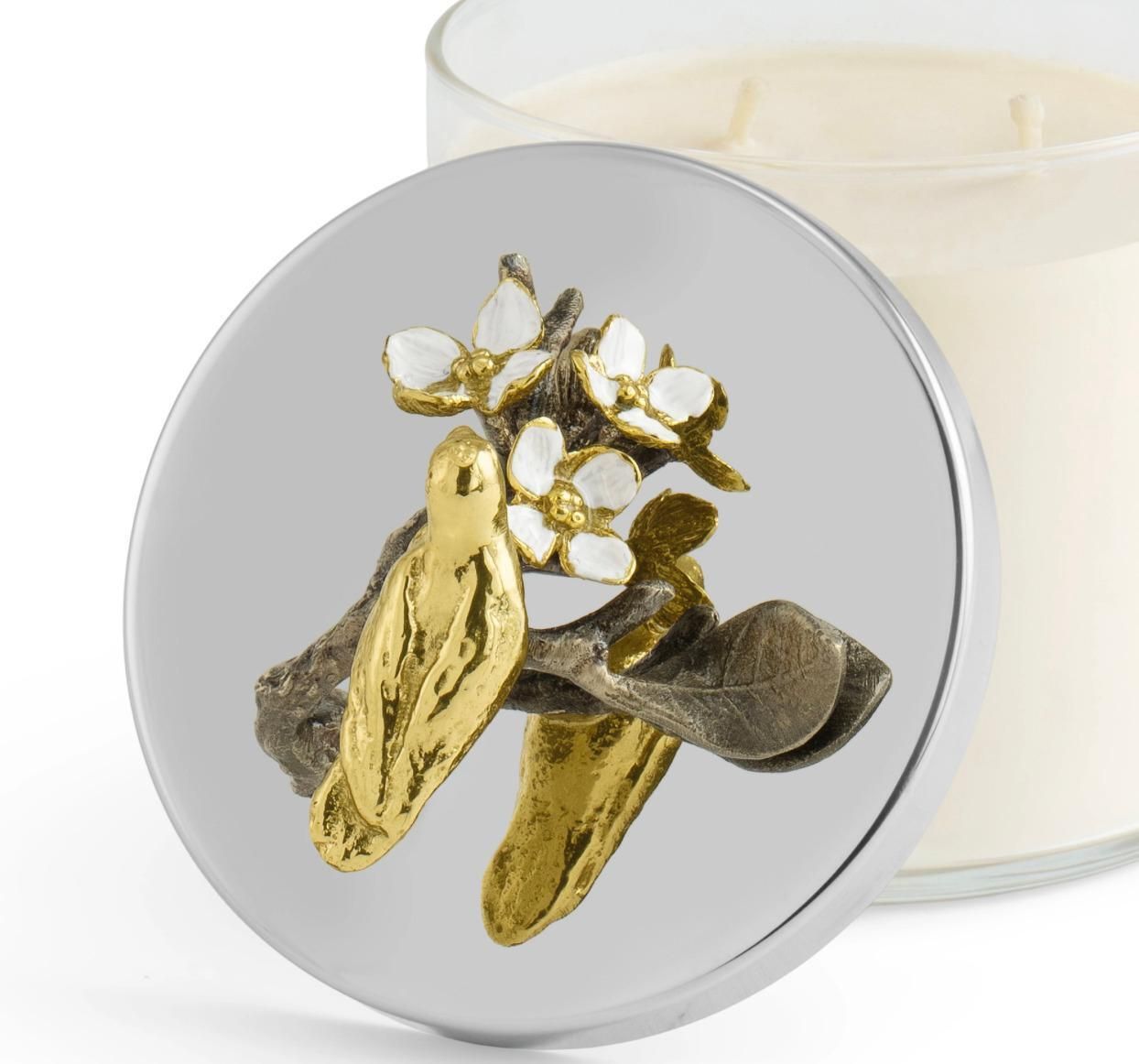 Set Of 10 Birds Candles Handcrafted Metal And White Enamel Scented Candles photo vinterior