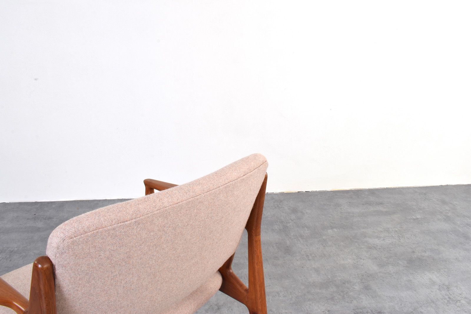 Furniture Mid Century Teak & Wool Ella Armchair By Arne Vodder For Vamo Sønderborg, 1960s. photo