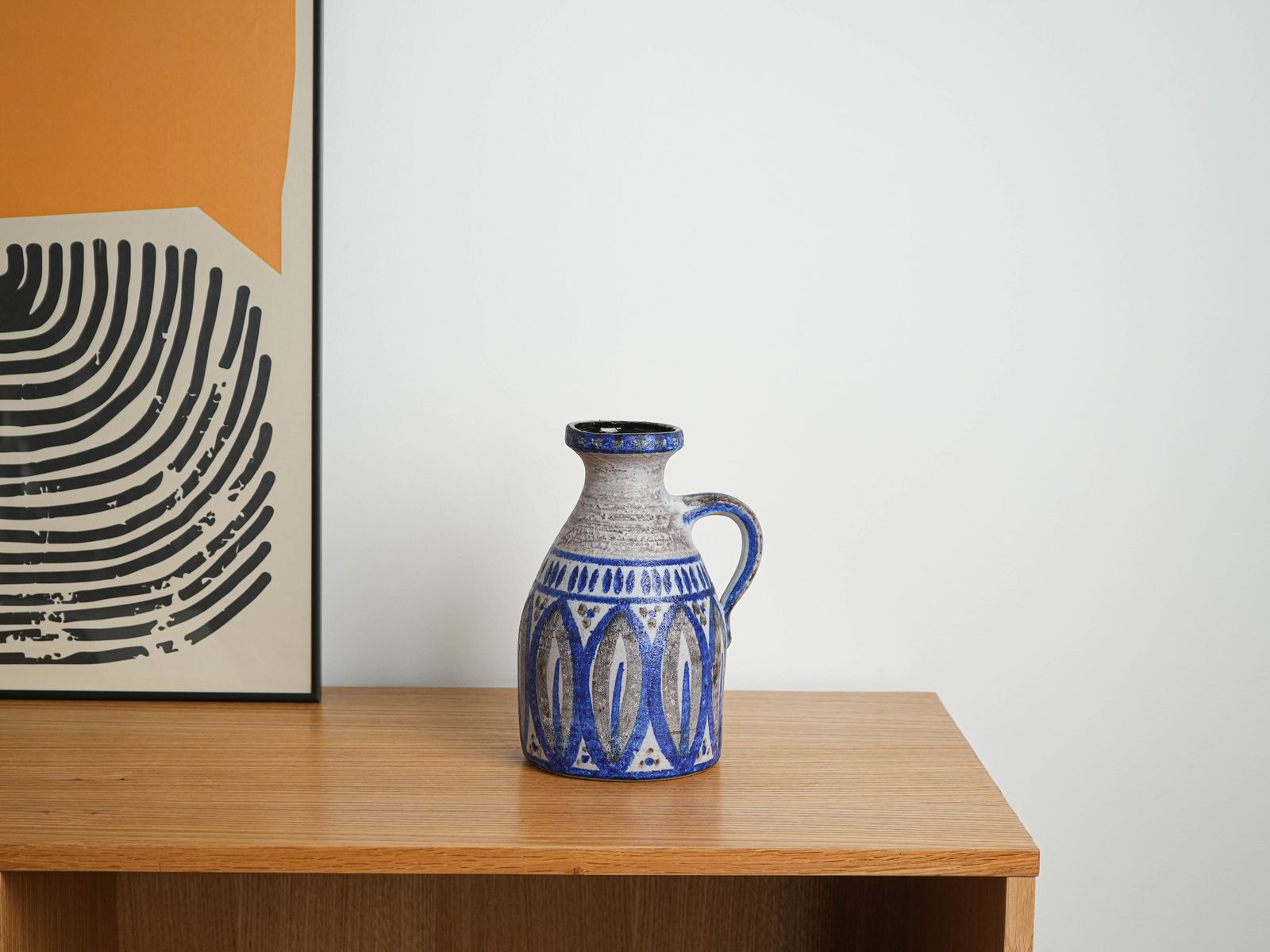 Keramische Vaas Met Hengsel, Deens Design, Ca. Jaren 1960, Gemaakt In Denemarken photo vintage