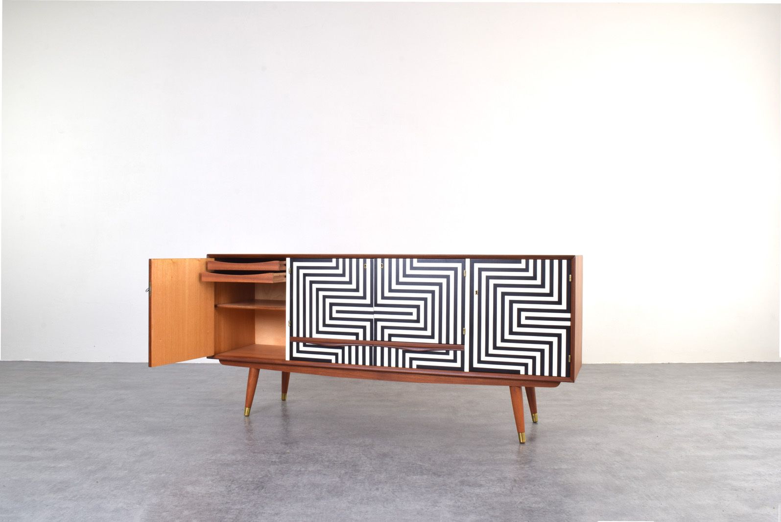 Mid Century Op Art Hand Painted Sideboard From Sven Andersen Møbelfabrikk, 1960s. photo 3195.0