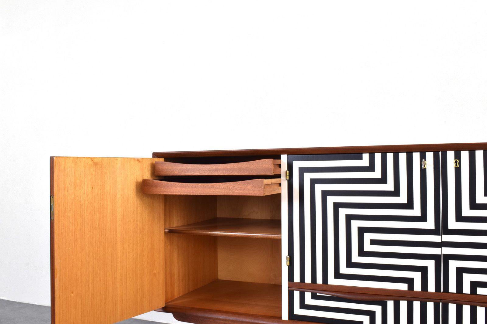 3195.0 Mid Century Op Art Hand Painted Sideboard From Sven Andersen Møbelfabrikk, 1960s. photo