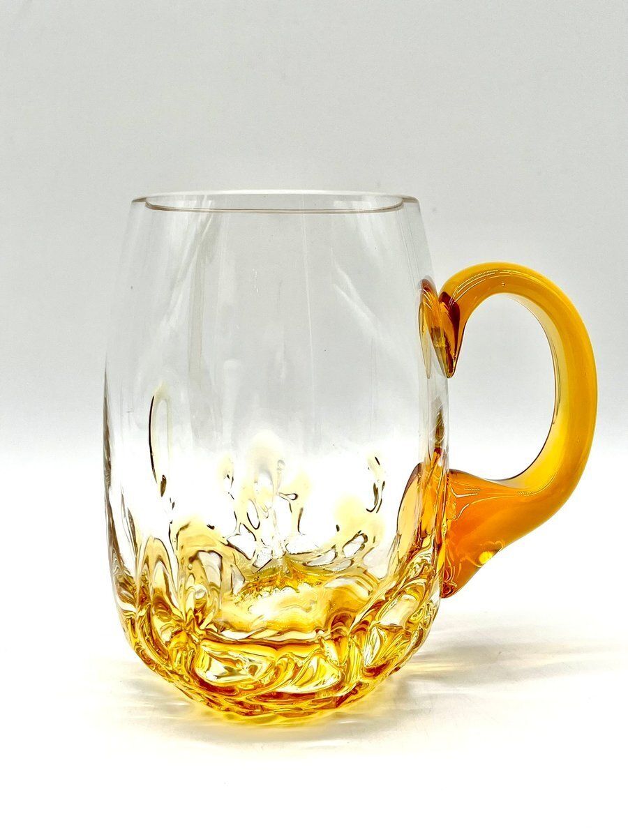Vintage Mouth Blown Amber Glass Beer Mug, Scandinavia, 1960s photo furniture