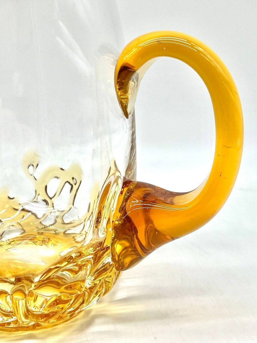 Vintage Mouth Blown Amber Glass Beer Mug, Scandinavia, 1960s photo vintage