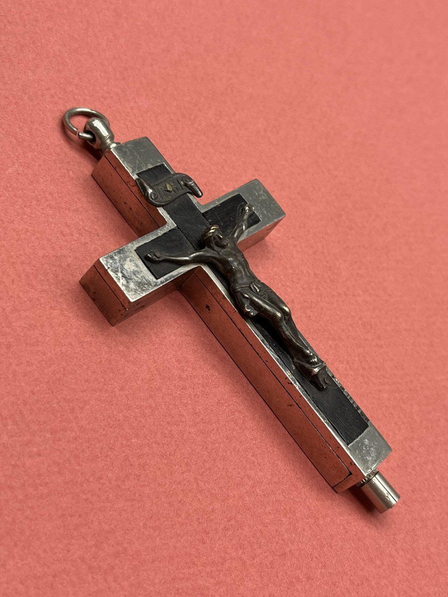 Renaissance Revival Reliquary Cross, Ebony With Intricate Paperole Monastic Filigree Work And Agnus Dei, Ca. 1870 photo 735.0