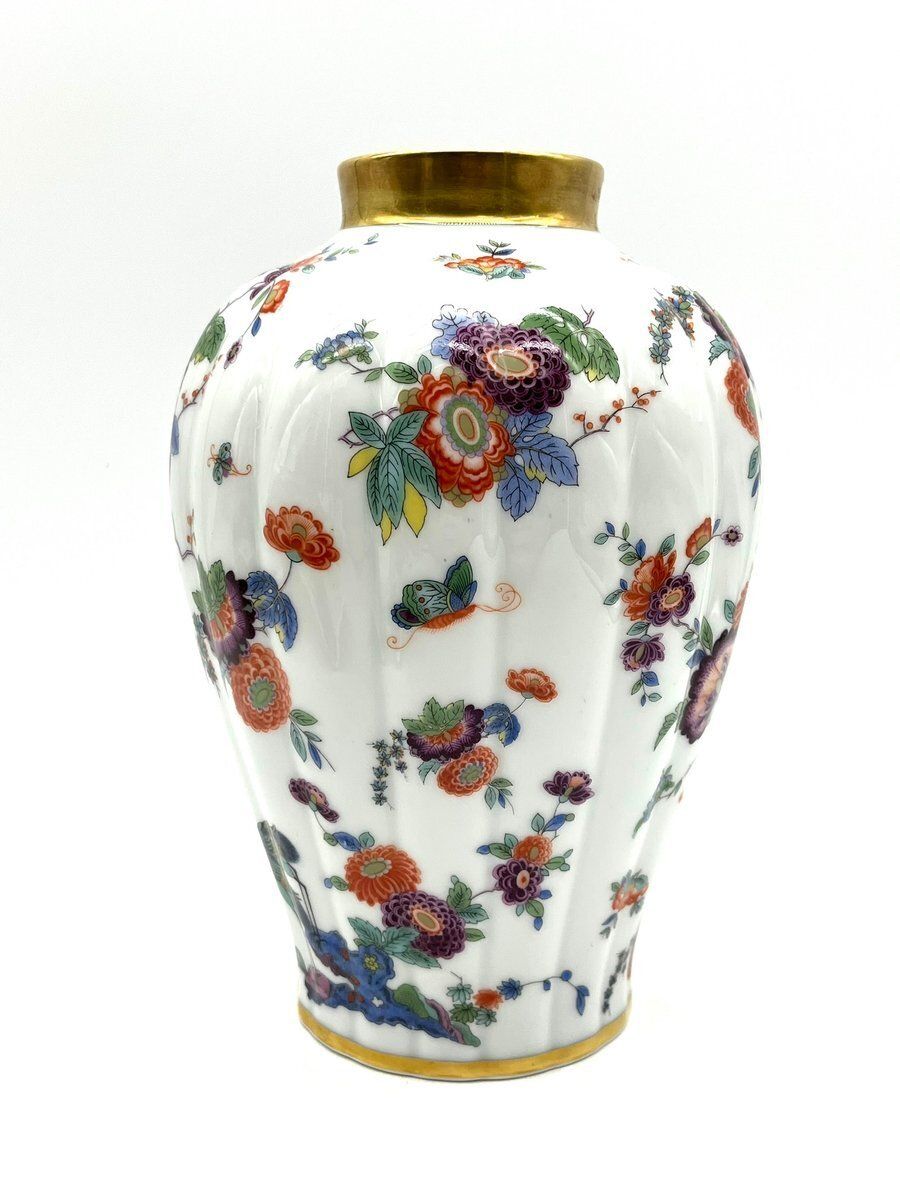 Porcelain Vase With Heron, Flower & Butterfly Motif From Thomas Bavaria, 1990s