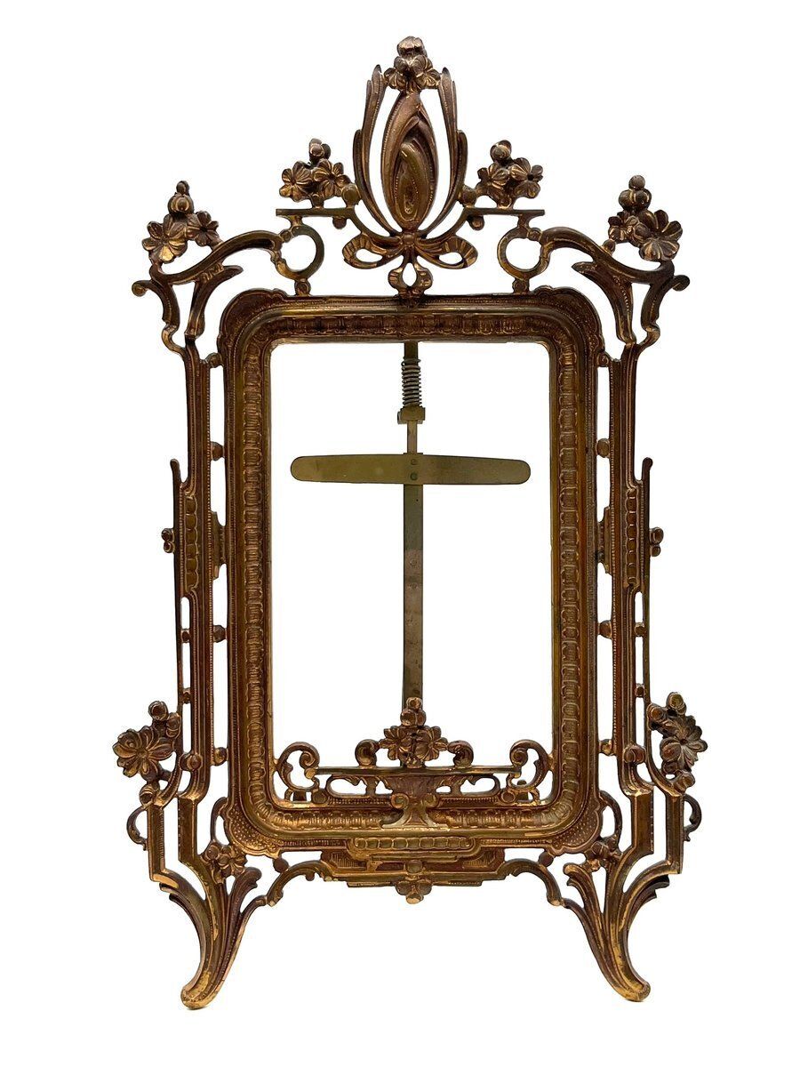 Victorian Cast Bronze Gold Plated Picture Frame photo furniture