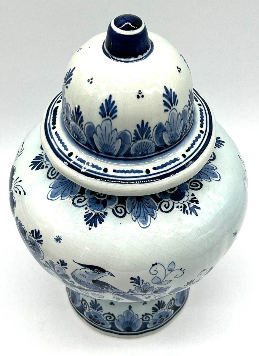 Blue Delft Baluster Vase With Lid photo Home Decor