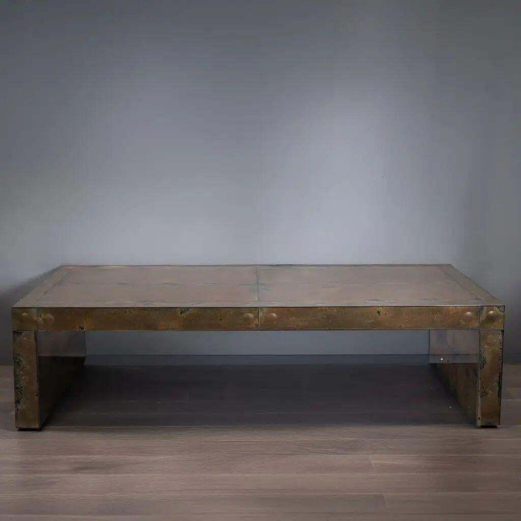 Gold Oxidized Mirror Coffee Table Seventies Style photo furniture
