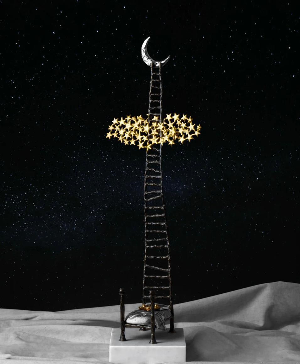 Pair Of Dream Sculptures In Brass, Nickel And Marble, Limited Edition photo for sale