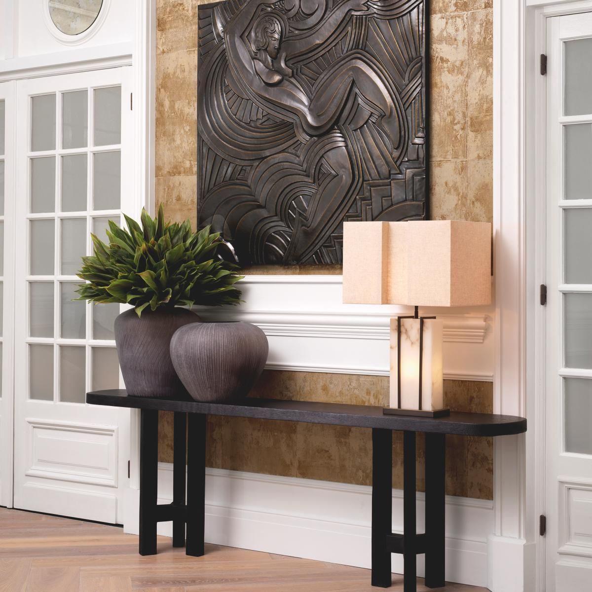 Meranti Wood Console Table With A Burnt Finish photo 4345.0