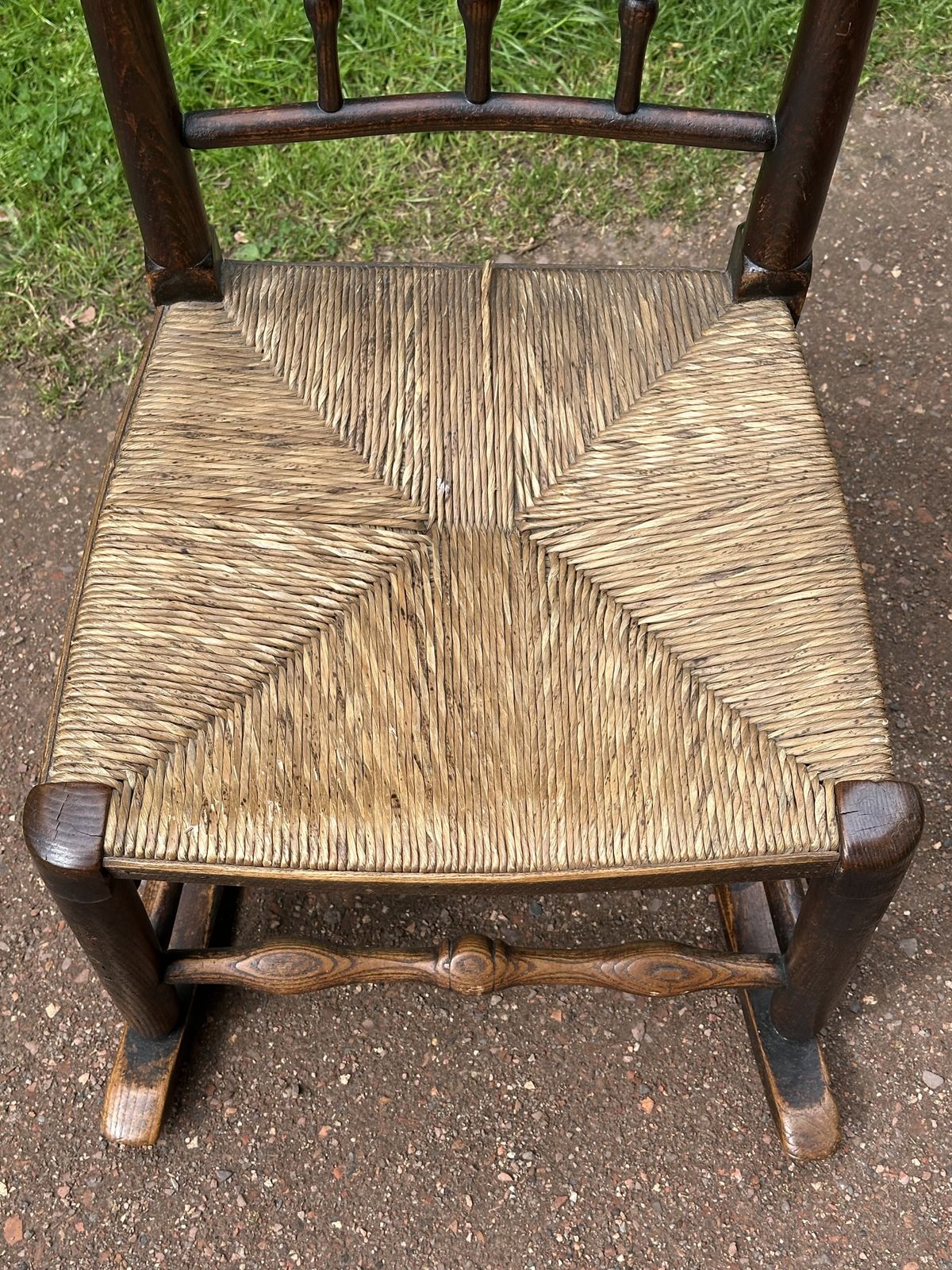 A Small George III Lancashire/Cheshire Stained Ash And Woven Rush Rocking Chair photo Furniture