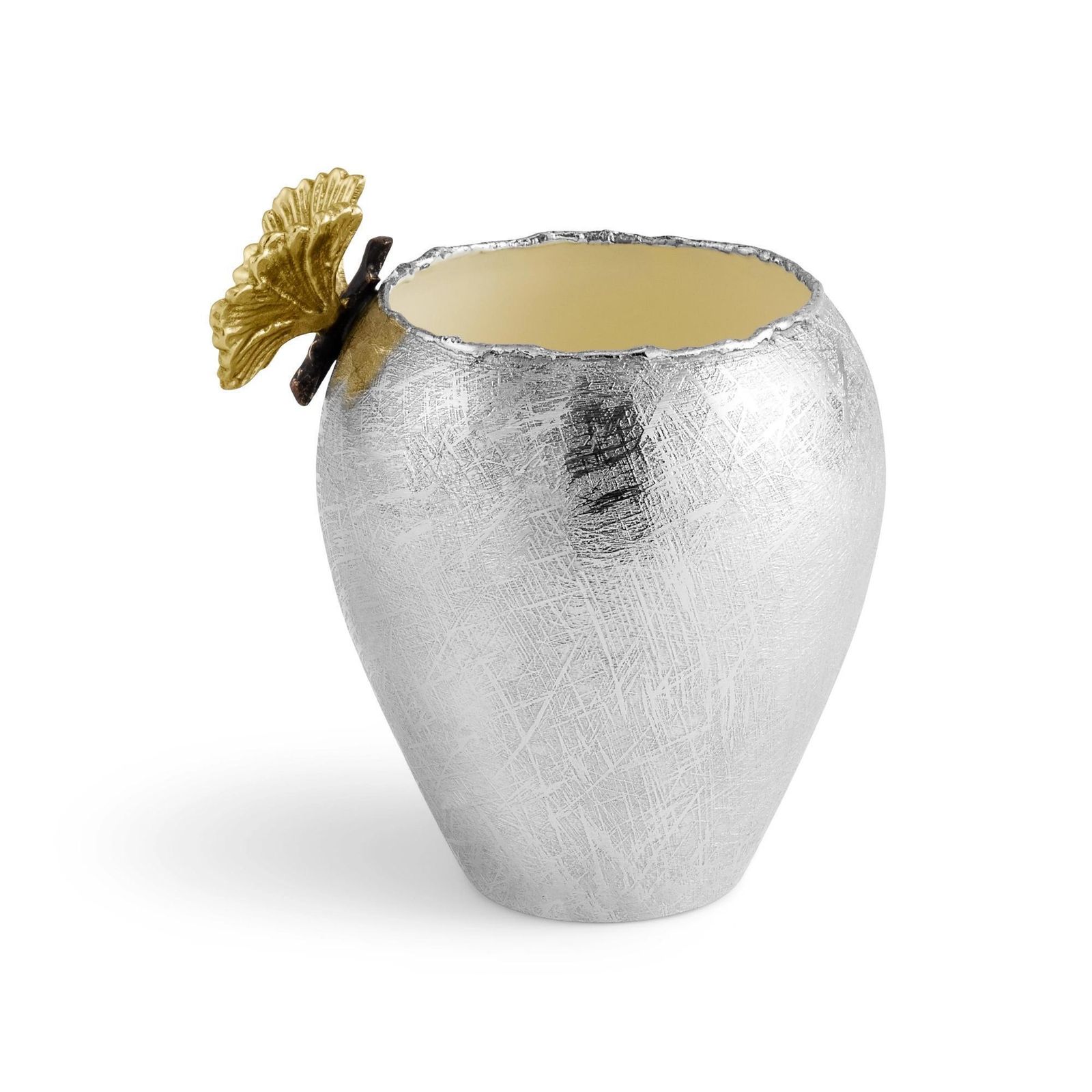 Pair Of Contemporary Silver Metal Butterfly Ginkgo Bud Vase photo Home Decor