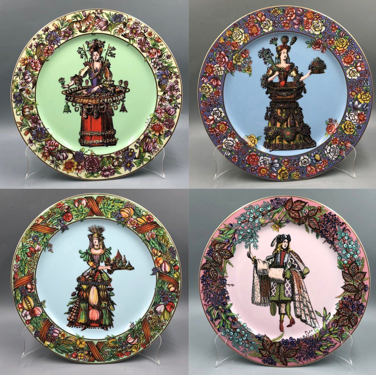 Four Seasons Decorative Plates By Versace For Rosenthal, 1990s, Set Of 4