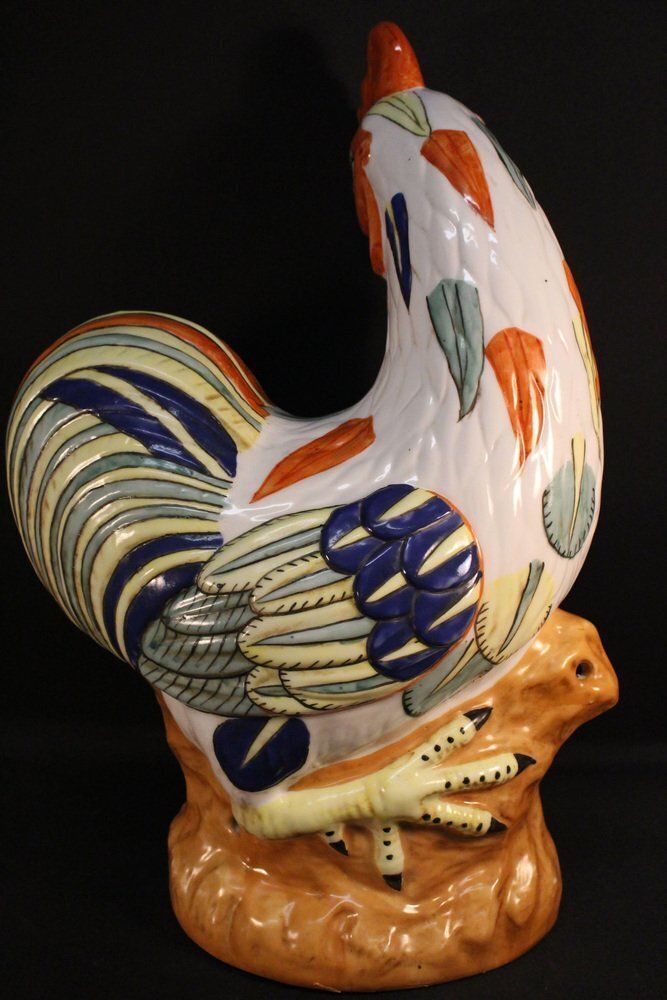 Large Antique Porcelain Rooster photo for sale