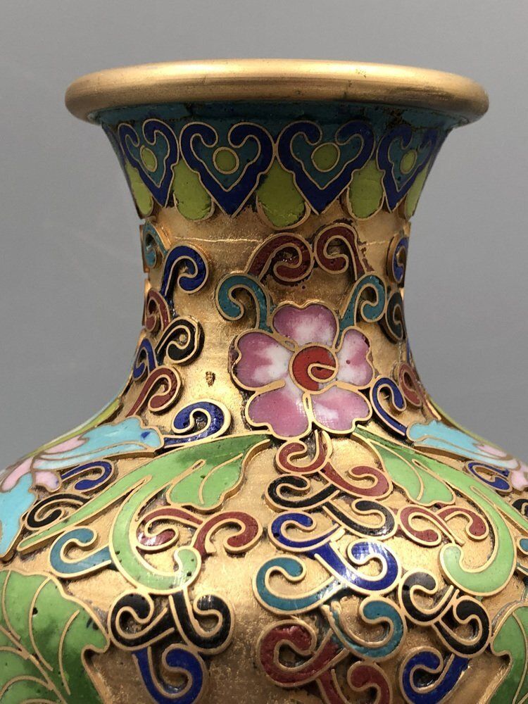 photo for sale Champlevé Cloisonné Vase, China, 1900s, Set Of 2