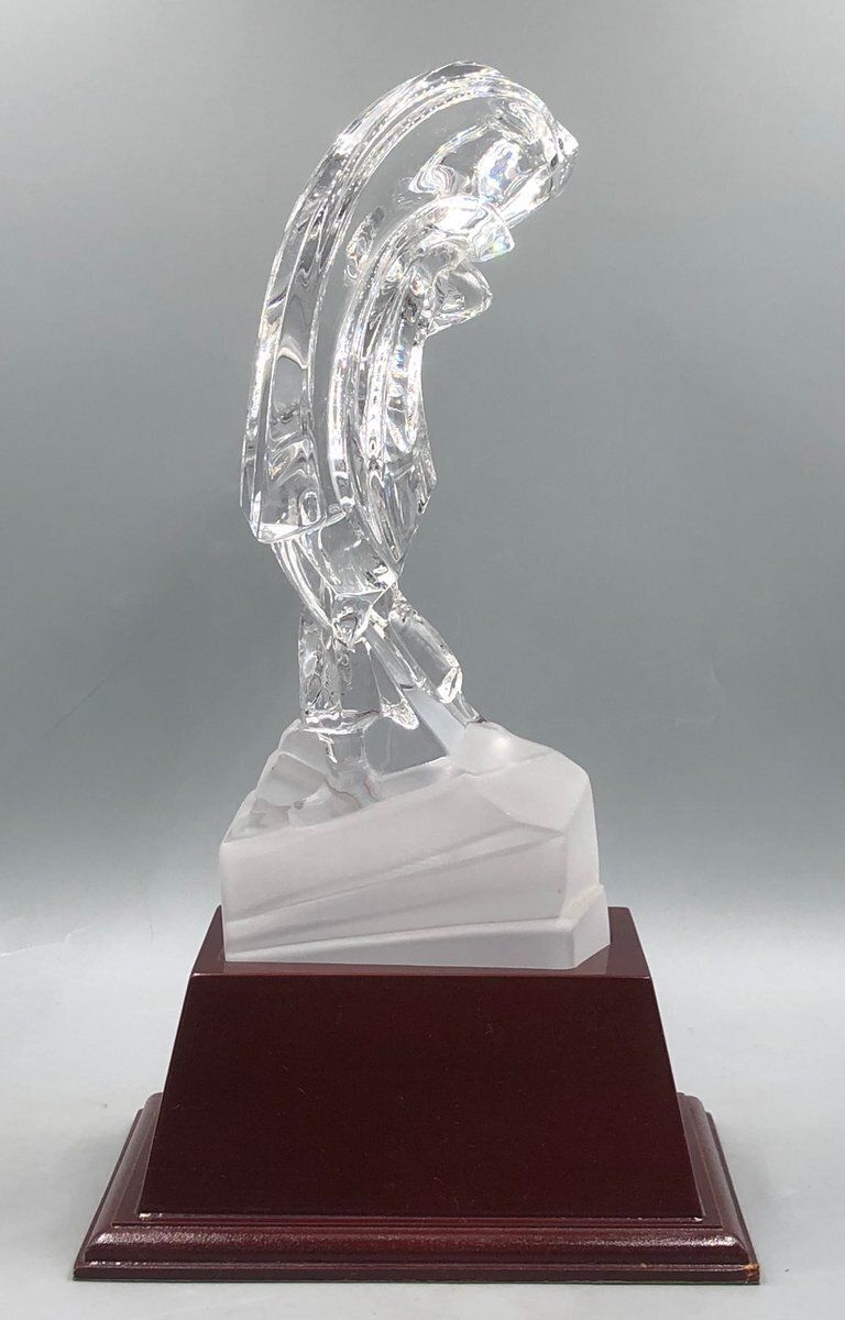 Crystal Glass Golfer On Wooden Base From Sevres France, Set Of 2 photo vinterior