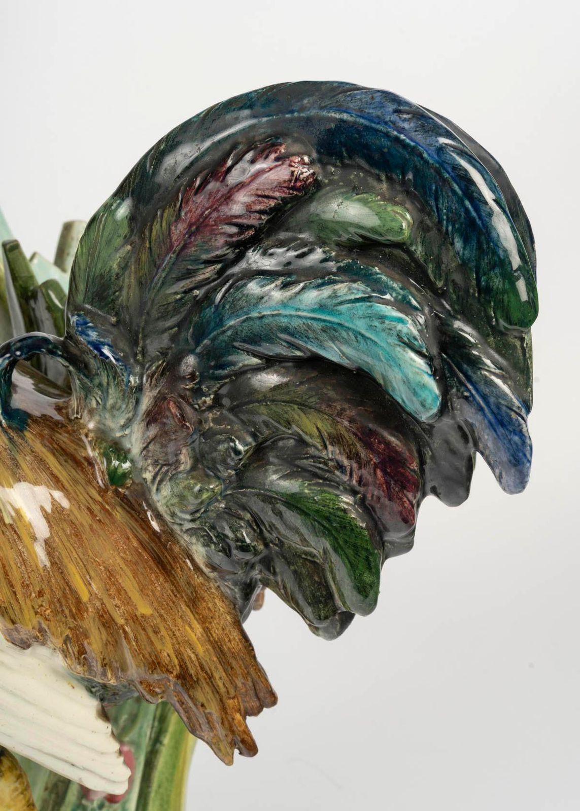 Ceramic Rooster Sculpture By Delphin Massier, 20th Century. photo for sale
