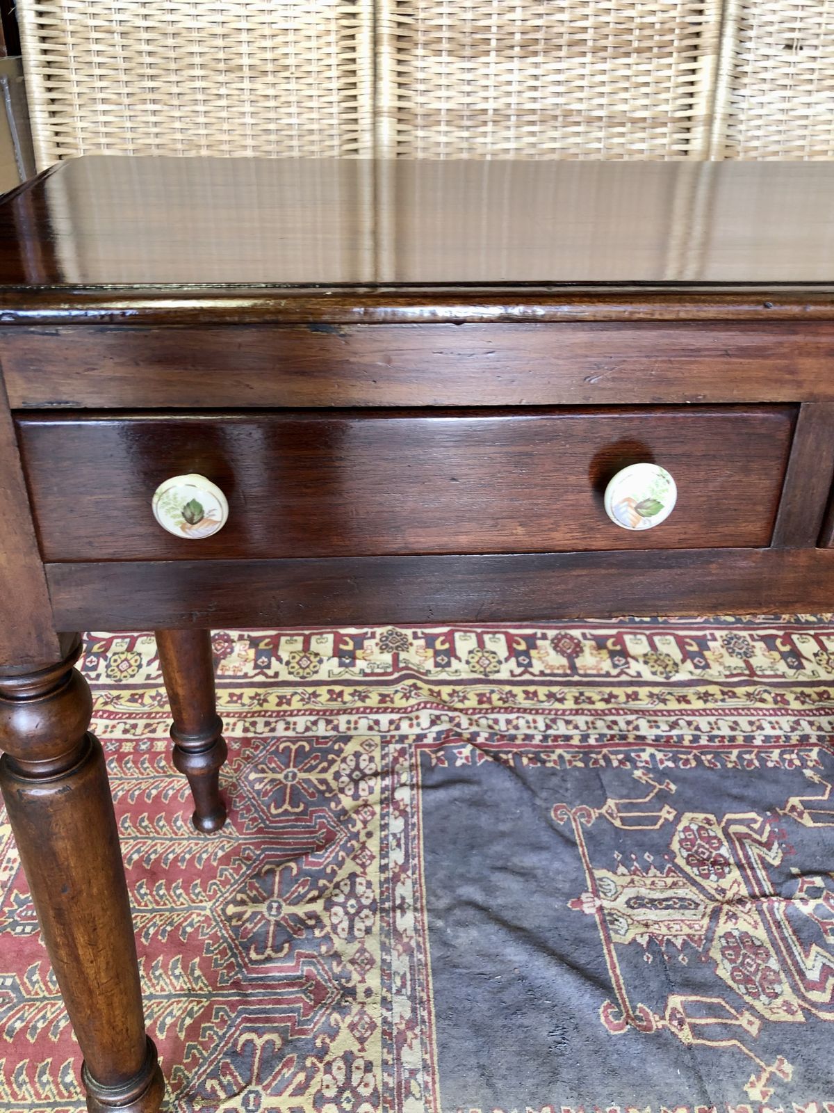 Antique Mahogany Hall Or Writing Table photo vintage