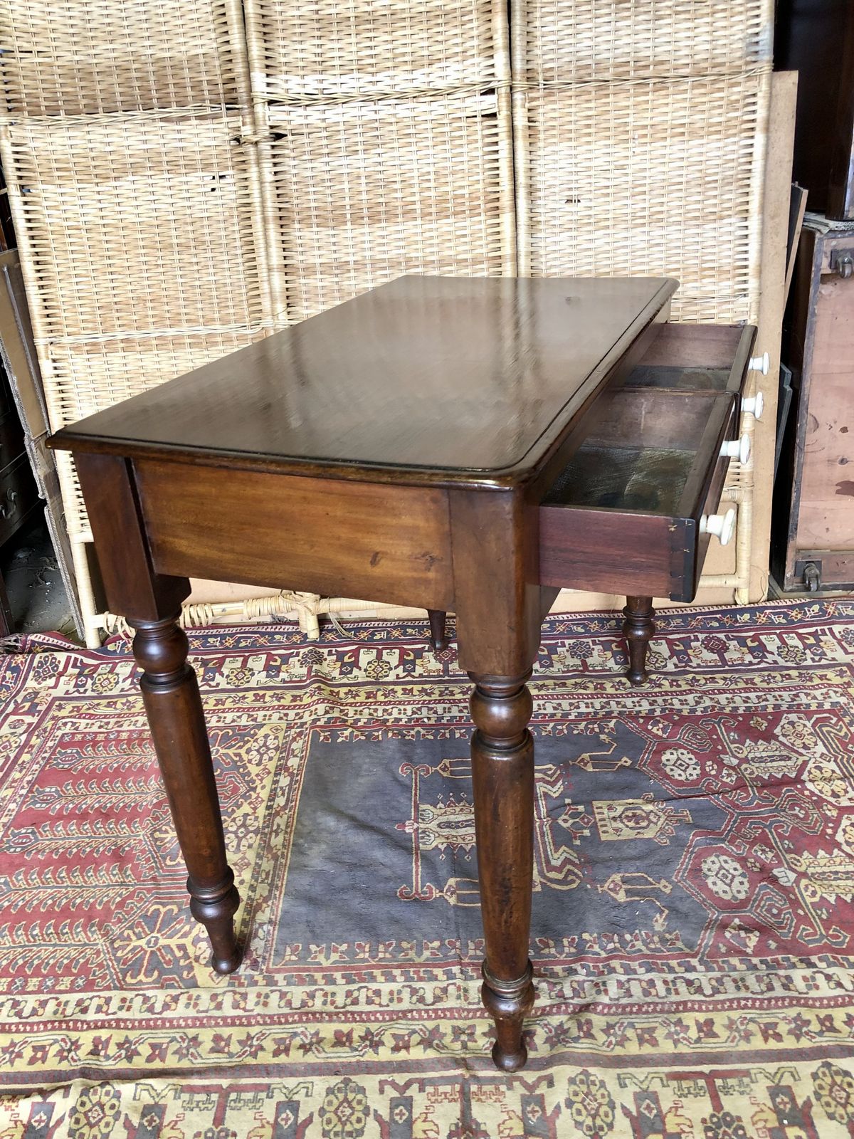 329.0 Antique Mahogany Hall Or Writing Table photo