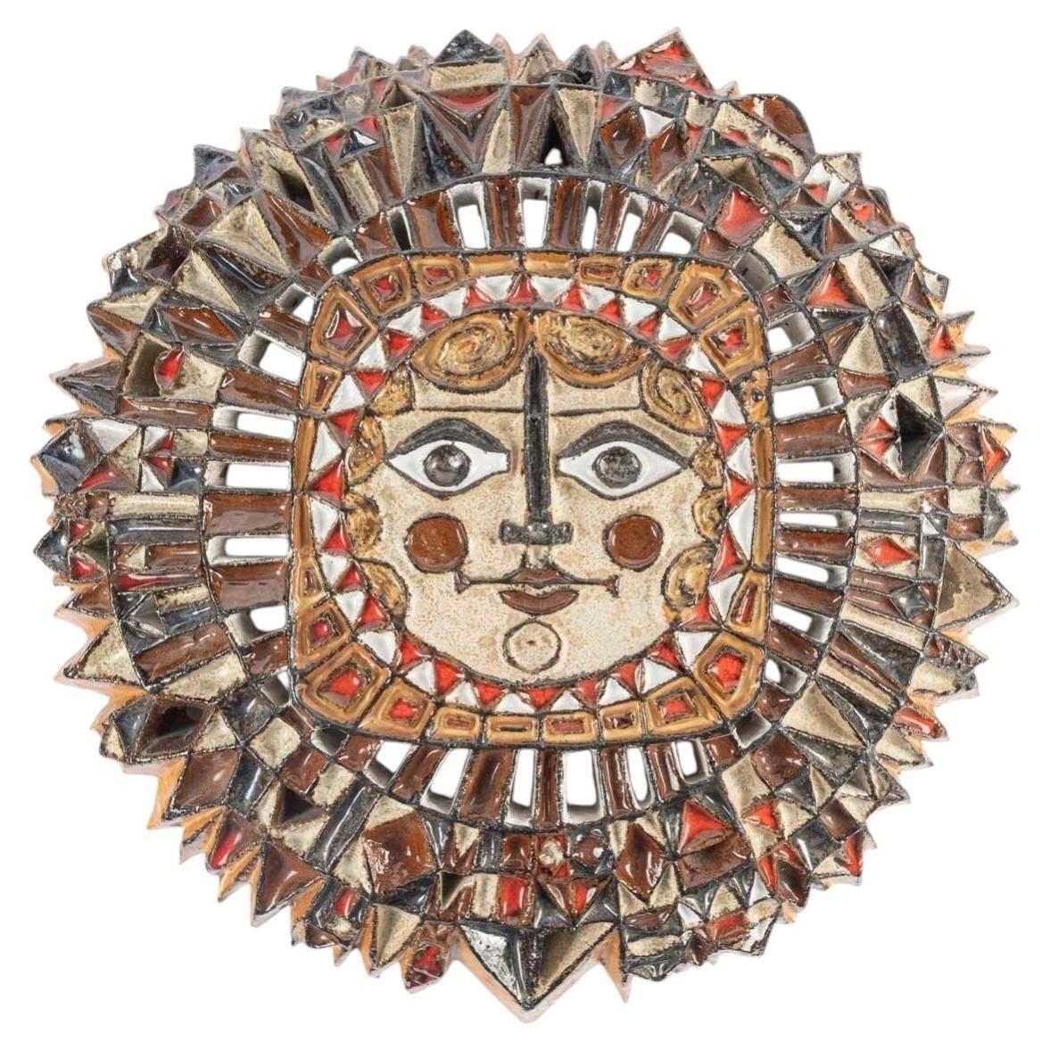 Large Terracotta Sculpture By Zobel, Depicting A Sun, In The Cycladic Style.