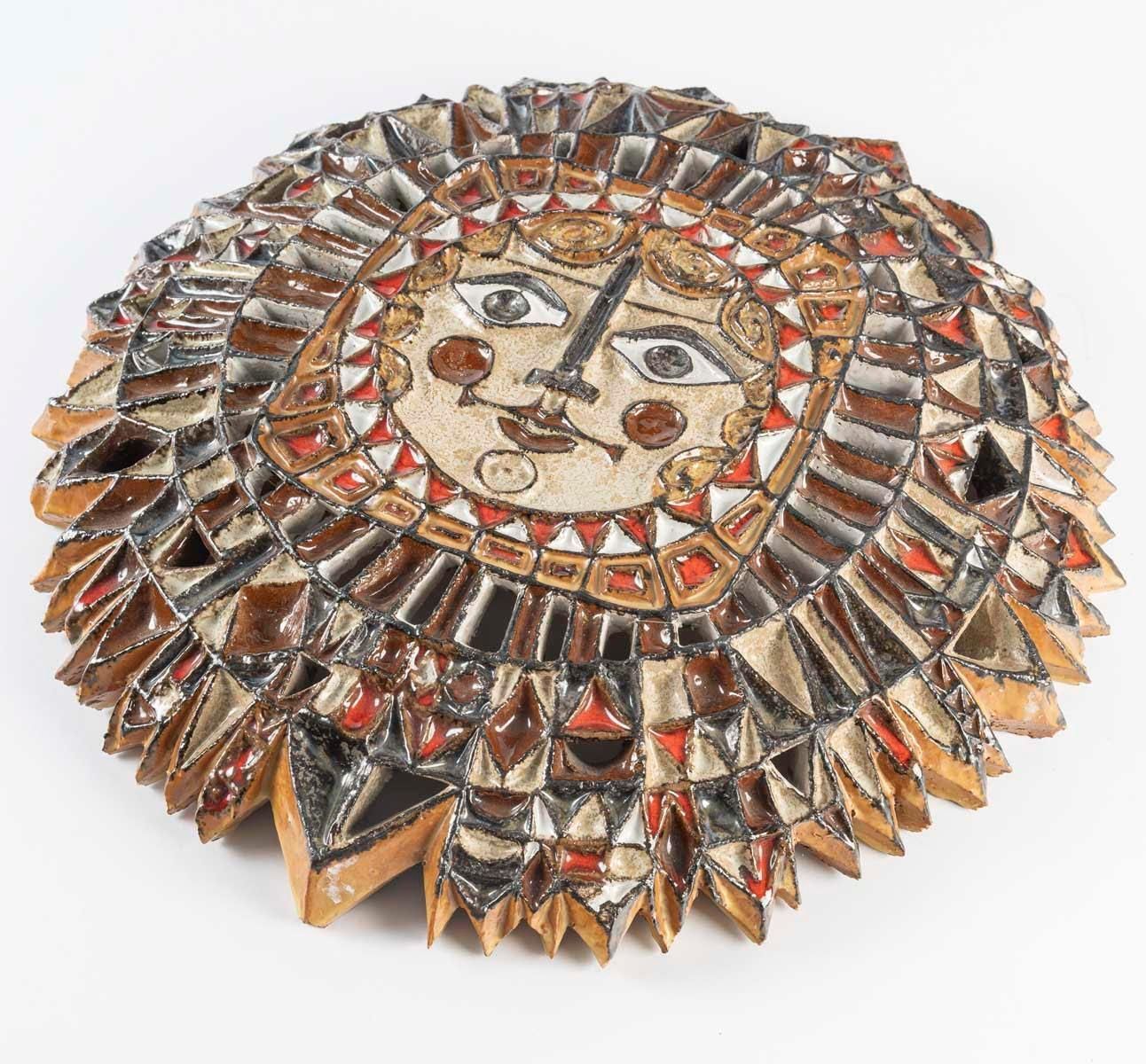Large Terracotta Sculpture By Zobel, Depicting A Sun, In The Cycladic Style. photo Art