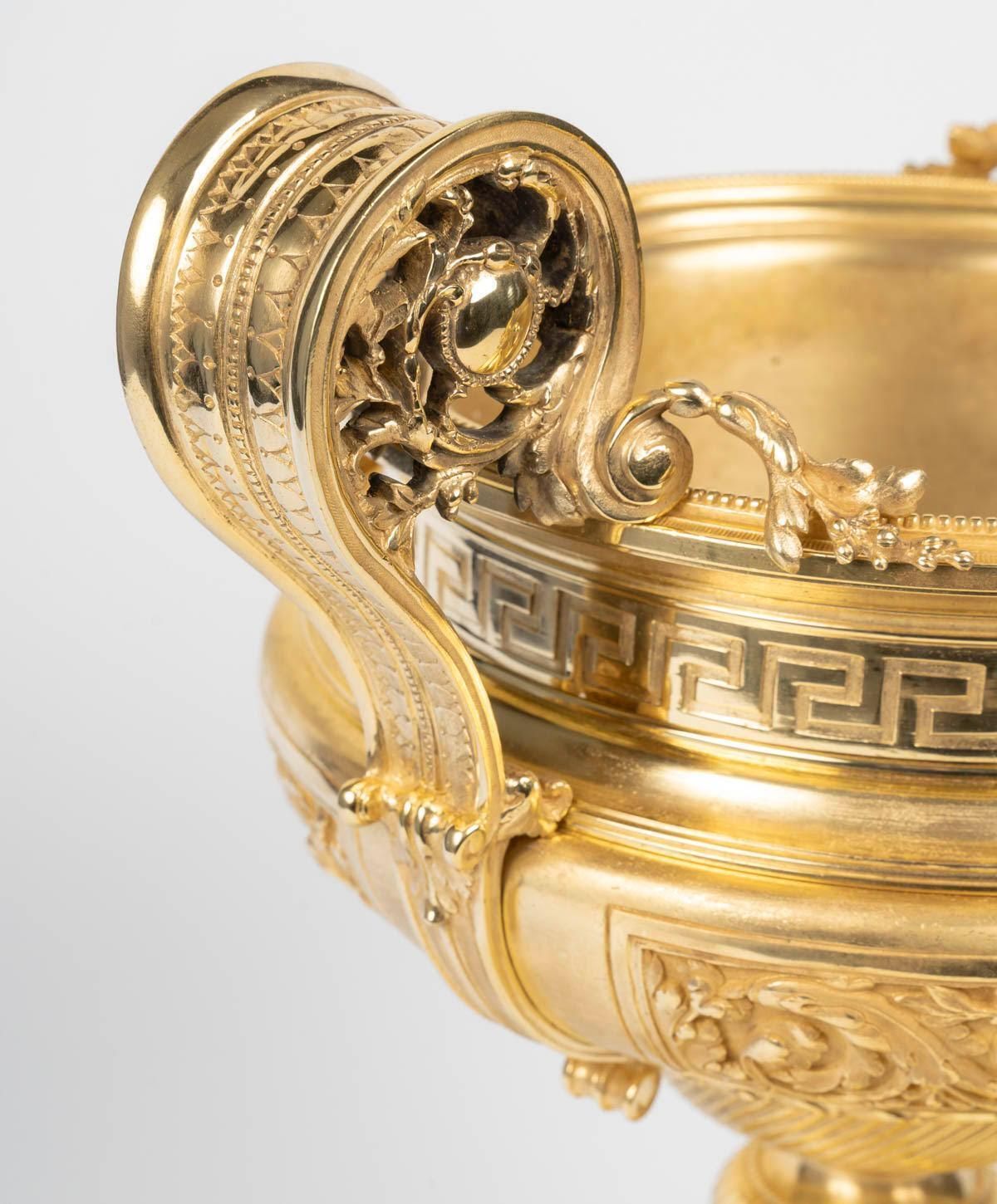 19th Century Gilt Bronze Bowl, Table Centerpiece. photo for sale