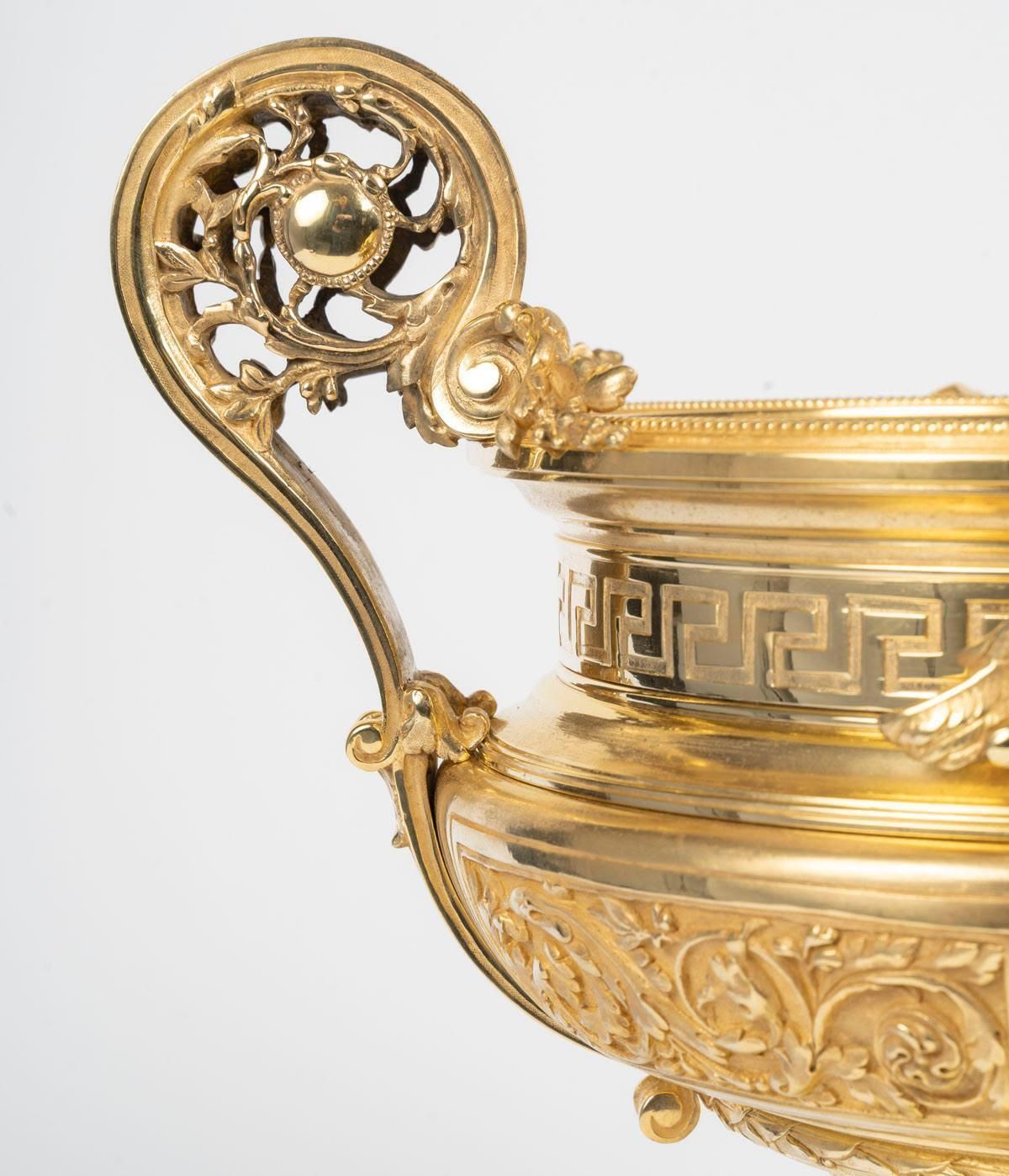19th Century Gilt Bronze Bowl, Table Centerpiece. photo Home Decor