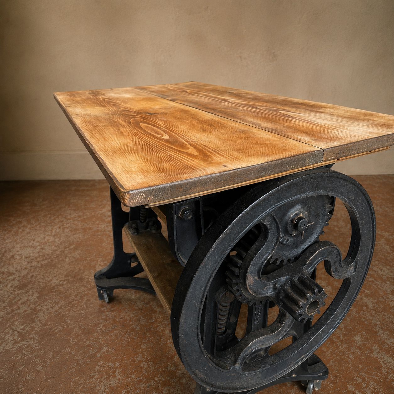 Rare Victorian Cast Iron Industrial Press / Adjustable Work Table photo vinterior