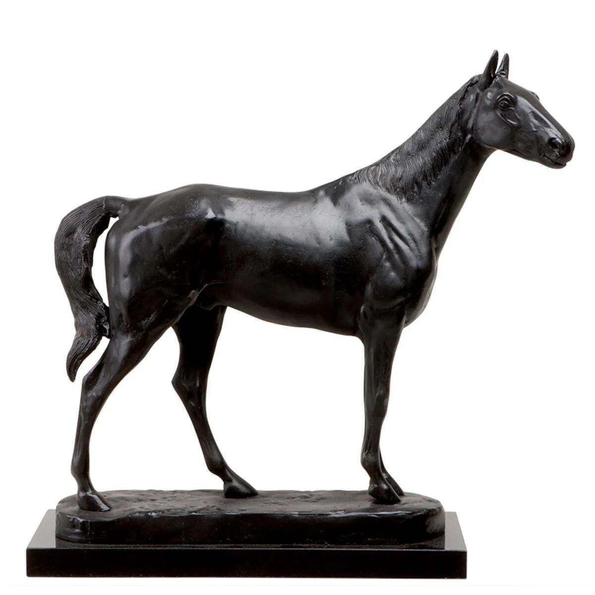 Horse Sculpture In Antique Bronze Finish On Granite Base photo furniture