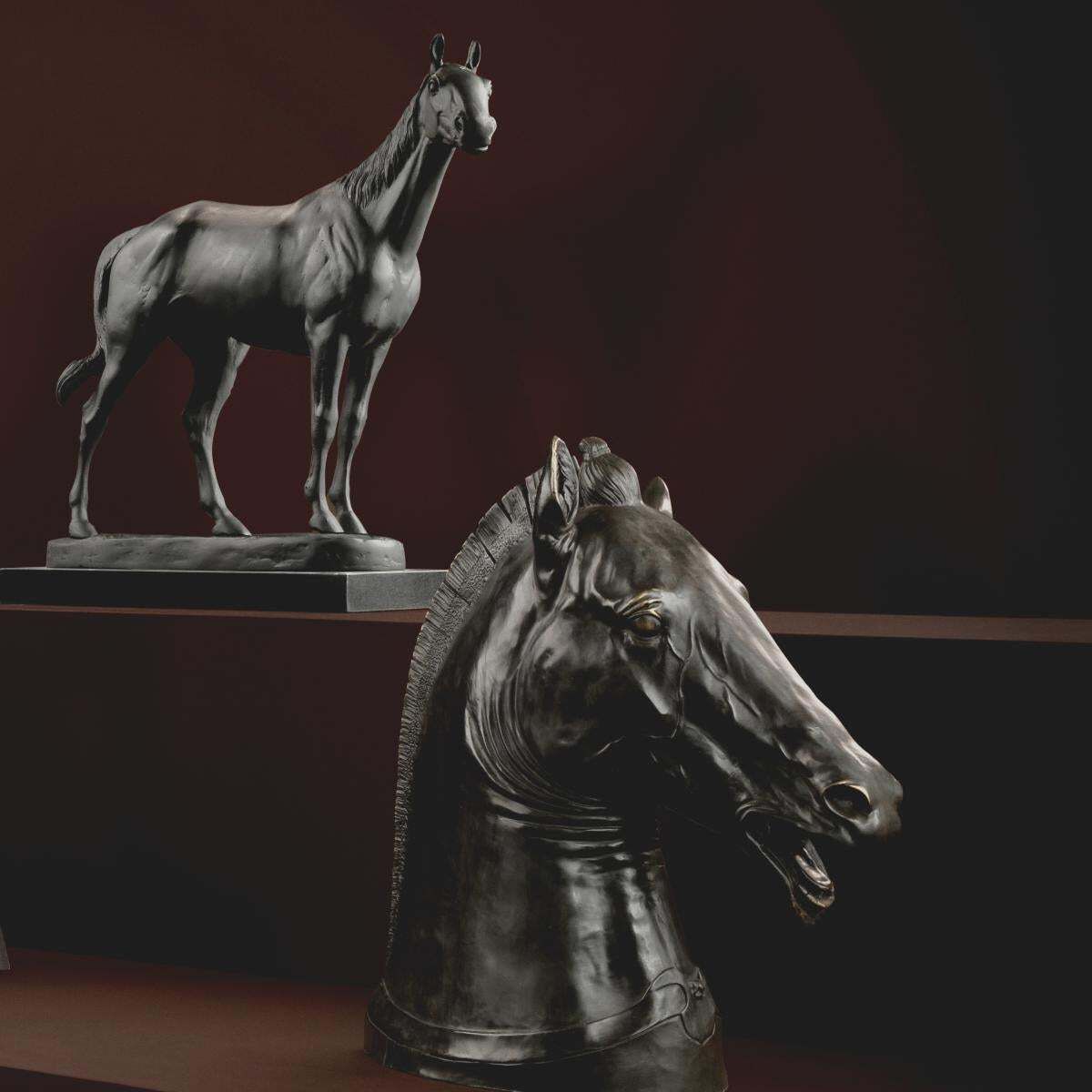Horse Sculpture In Antique Bronze Finish On Granite Base photo 1583.0