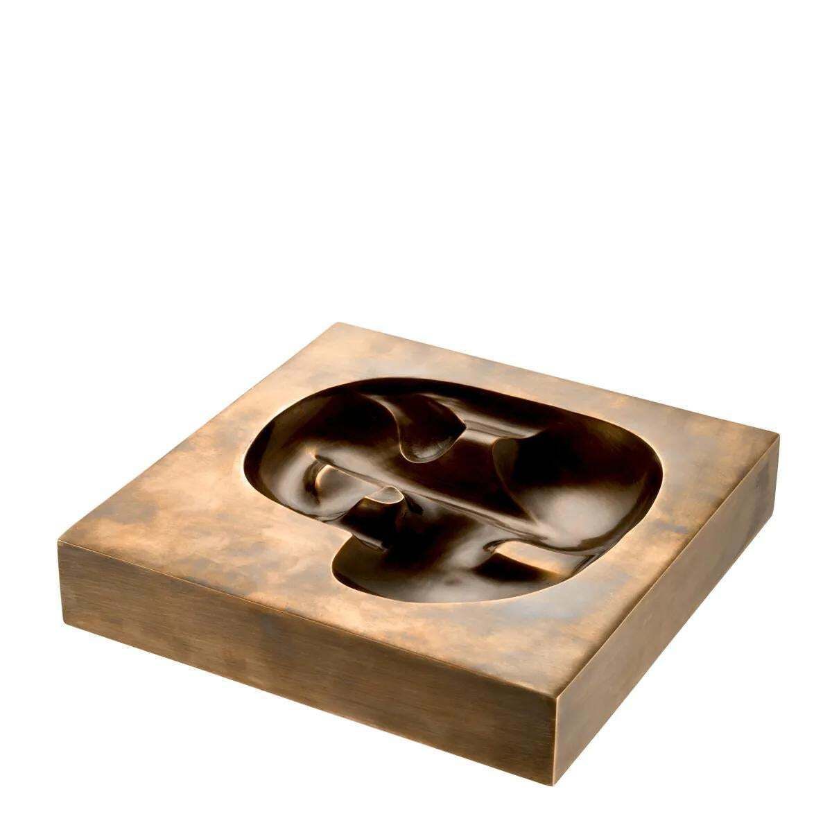 Set Of Two Abstract Decorative Objects In Vintage Brass Finish photo for sale