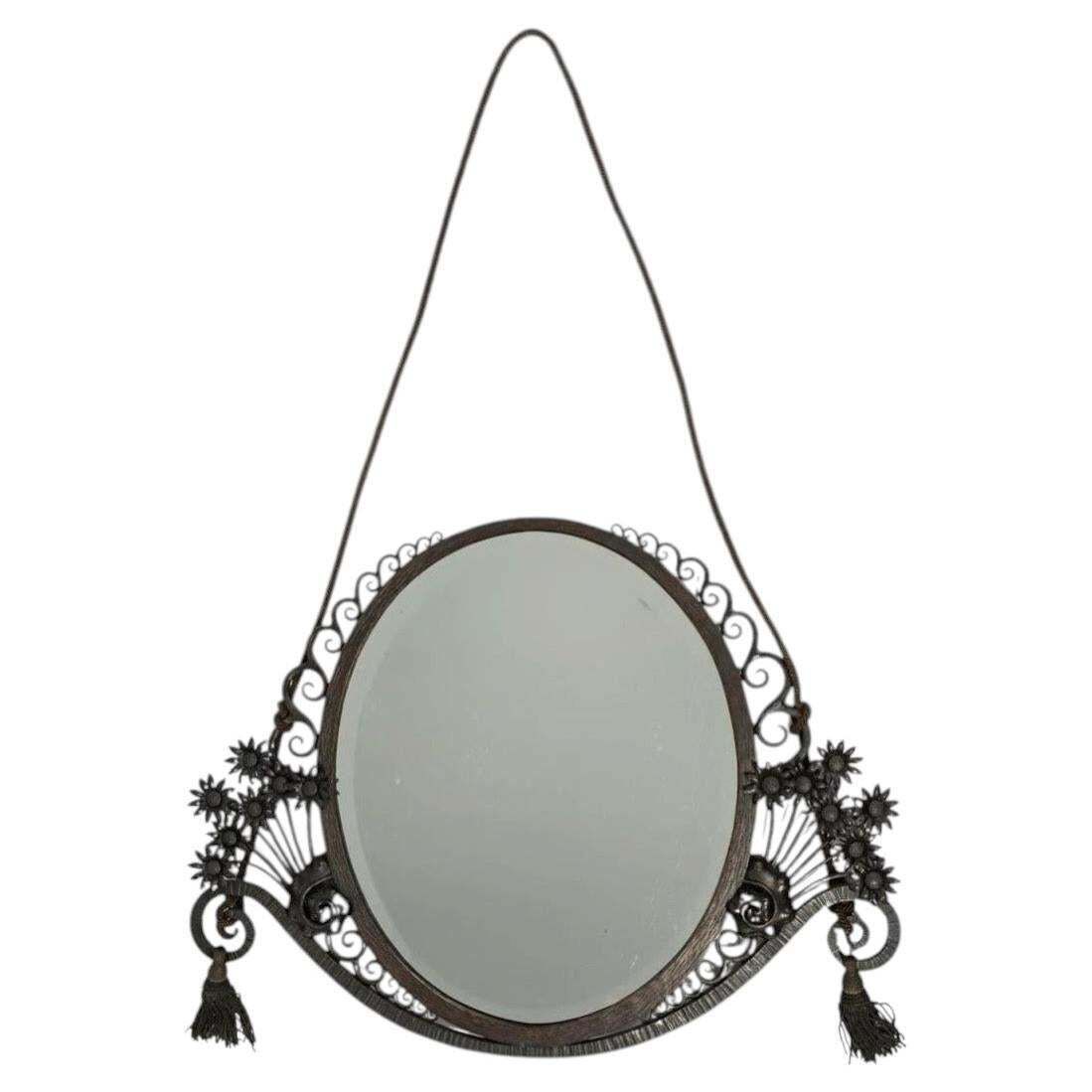 Art Deco Era Wrought Iron Mirror, 1930.