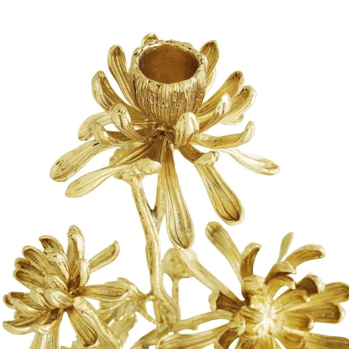 Pair Of Contemporary Gold Metal Dahlia Candleholders photo Home Decor